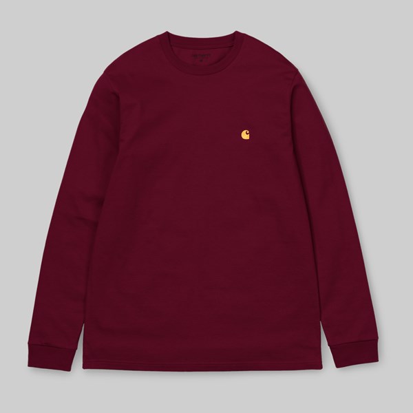 CARHARTT CHASE LONG SLEEVE TEE CRANBERRY GOLD 